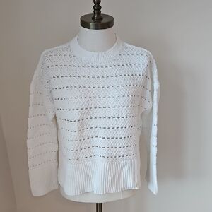 GAP White Textured Girls Cotton Sweater